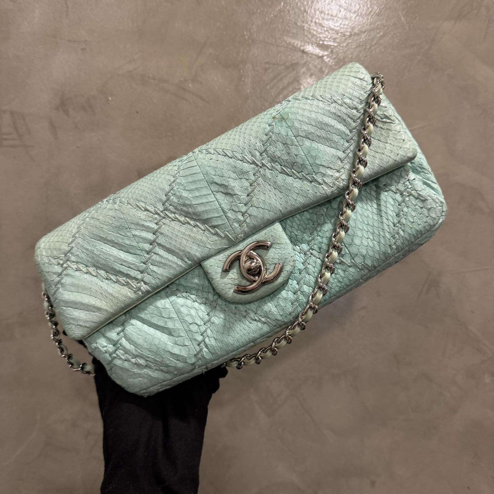ChanelPYTHON FLAP BAG TURQOISE NO. 15