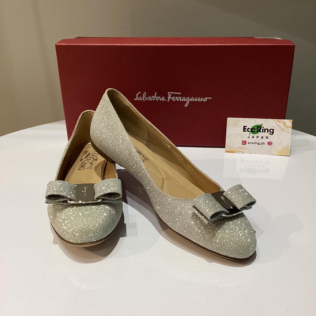FerragamoSILVER GLITTER SIZE 5 1/2