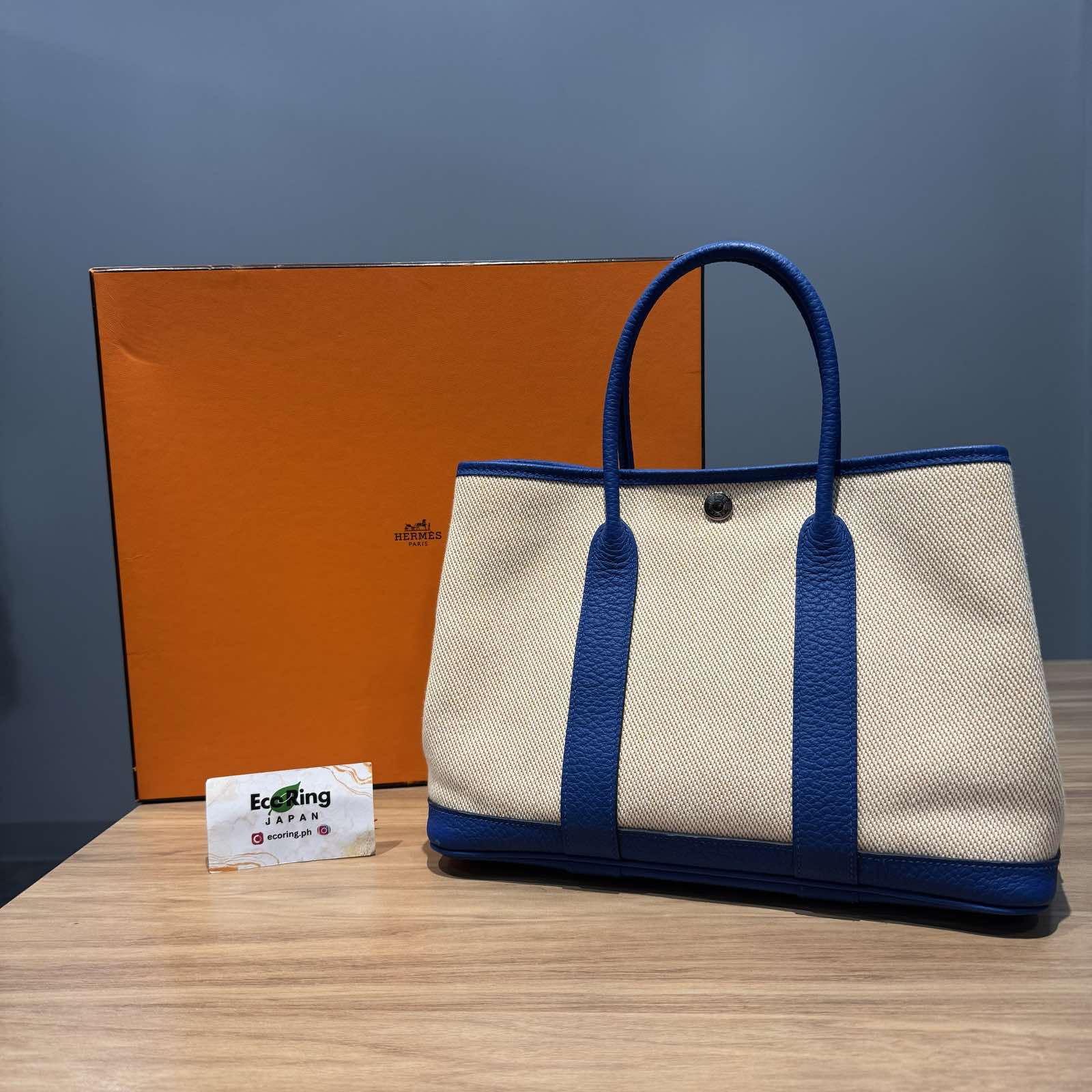 HermesGARDEN PARTY TWILL H VACHE COUNTRY 30 BLUE STAMP C