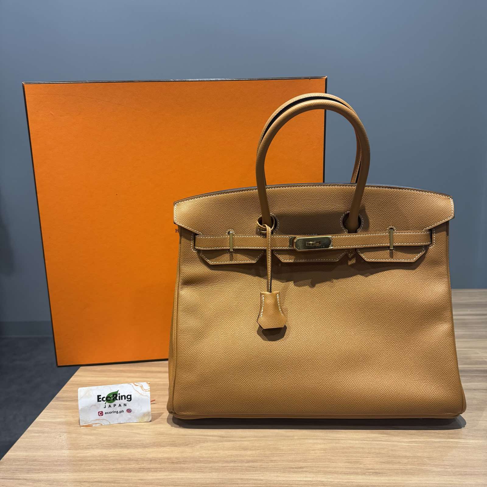 HermesBIRKIN 35 STAMP A TOFFEE EPSOM GHW